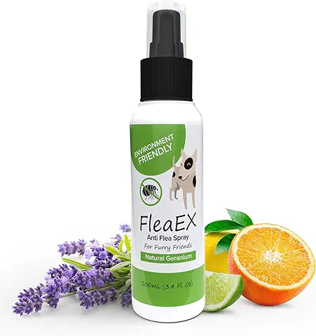 FleaEx Spray Repelente para Perros y Gatos - Anti Pulgas y Garrapatas, Alternativa Eco a Insecticida - Spray Antiparasitario Natural sin Tóxicos, 100ml  