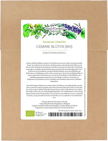 Flores Comestibles (Orgánicas) - Semillas-Set de con 4 Variedades Aromáticas y Hermosas  