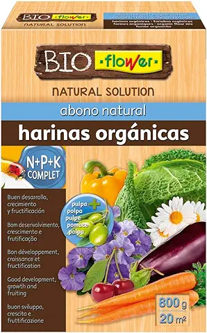 Flower - Abono Orgánico de 800 gr | Mejora Desarrollo y Crecimiento | Favorece Fructificación | Ideal para Horticultura y Jardinería, No Aplica Color, 16x5.5x23.5 cm, Abono Sólido  