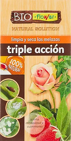Flower - Solución Ecológica Bioflower Triple Acción 100ml | Contra Insectos, Melazas y Hongos | Apto para Agricultura Ecológica | 100% Natural, No Aplica, 9.6x5.7x19 cm, Fitosanitario  