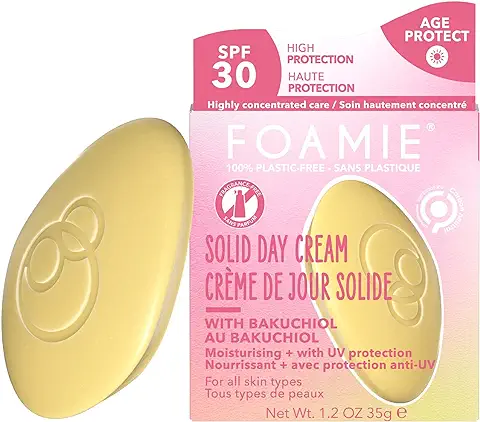 Foamie Crema Antiarrugas Mujer Sólida - Crema Hidratante con Protección Solar - Crema Facial Hombre y Crema Contorno de ojos Mujer con Bakuchiol 35 g  