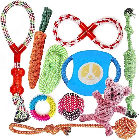 FONPOO Grupo de Juguetes para Perros Durable Masticable Cuerda Soledad Grupo de Juguete para Perrito Pequeño Medio Solitario para Mantener a su Perro Sano 10 Piezas …  
