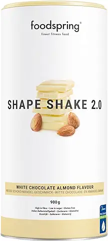 Foodspring Shape Shake 2.0 Chocolate Blanco y Almendras - Batido Completo, Sustitutivo de Comida con Proteína Premium para Controlar el Peso, 209 kcal por Ración, sin Gluten - 900g  