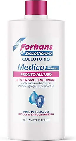 Forhans, Enjuague Bucal Médico, Listo para Usar, con Cloruro de Zinc, Antiséptico, Antibacteriano, Astringente y Antiinflamatorio, Diluido, Encías Sanas, Sin Manchas, 250 ml  