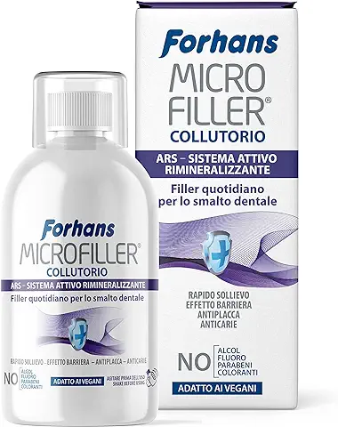 Forhans, Enjuague Bucal Microfiller, Sistema Remineralizante Activo, Relleno Diario del Esmalte Dental, Alivio Rápido para Dientes Sensibles, Limpiador de la Placa, Sin Parabenos ni Flúor, 500ml  