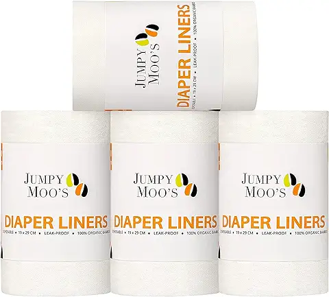Forros Pañales Bebé para Pañales de Tela de JM– Sin Tintes, ni Cloro, Sin Perfume, Bambú 100% - Biodegradable y Desechable – Perfectos para Pañales Reutilizables (Paquete de 4-100 Hojas)  