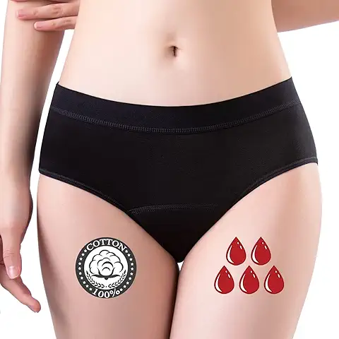 FOTOOL Bragas Absorbentes Menstruales = 3 Tampones - Lavables - Algodón - Ecológico - Calzoncillo para Ciclo Menstrual - Menstruación - Mujer íntima Protectora - Periódico - Incontinencia, Uno, 3XL  