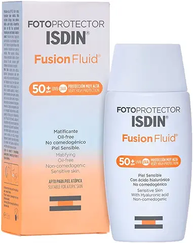 Fotoprotector ISDIN Fusion Fluid SPF 50+ - Protector Solar Facial, Matificante, Oil-free, No Comedogenico, Apto para piel Atópica, 50 ml  