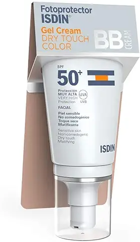 Fotoprotector ISDIN Gel Cream Dry Touch Color SPF 50+ - Protector Solar Facial BB Cream con Toque seco y Mate, 50 ml  