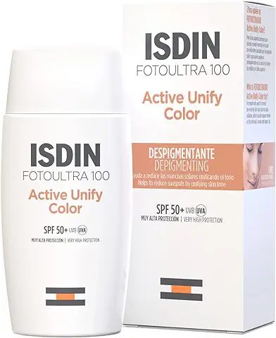 FotoUltra 100 ISDIN Active Unify Color SPF 50+ - Protector Solar Facial, Aclara y Unifica el tono de Piel, 50 ml  