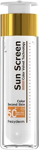 FrezyDerm Sun Screen Velvet Crema Orotectora Solar Facial SPF 50+ con Color Textura Aterciopelada, Nude  