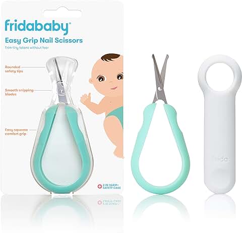 Frida Baby - Tijeras de Uñas de Fácil Agarre | Esenciales de aseo Seguros para Uñas de Bebés Recién Nacidos  