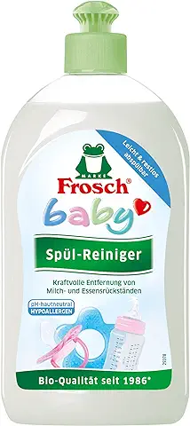 Frosch baby Limpiador de Lavavajillas 500 ml Potente Eliminación de Restos de Leche y Comida, Hipoalergénico, Fórmula Especial: Elimina Incluso Restos de Leche en Polvo  