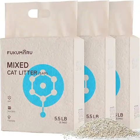 FUKUMARU Arena de Tofu para Gatos 7.5kg, Arena Aglomerante Rápida para Gatos con Material Superabsorbente, Absorción Instantánea, sin Polvo, bajo Rastro, Control de Olores  