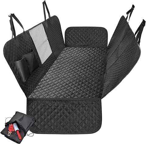 Funda Coche Perros Asiento Trasero Cubreasiento Impermeable Universal con Mochila de Transporte Correa Seguridad y Rodillo Quitapelos Protector de Asiento y Maletero (L)  
