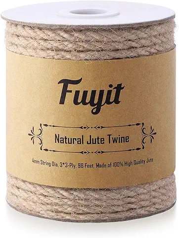 Fuyit Cuerda de Yute 4mm, 98 Pies | 30 m Natural Biodegradable Cuerda Manualidades para el Hogar, Jardinería, Artesanía y Decoración  