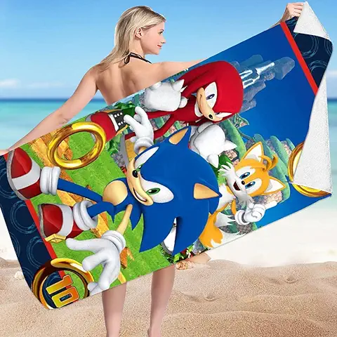 FYDZBSL Sonic Toalla de Playa Algodón Secado Rápido Sauna SPA Deportes Yoga Viaje Microfibre Towels Sostenible y Suave para Niños Sonic Adolescentes y Adultos 70 x 150cm  
