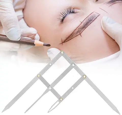 GAESHOW Regla de la Ceja, Regla de Equilibrio de Cejas con Relación de oro Regla de Maquillaje de Cejas de Acero Inoxidable Ceja Plegable Microblading Maquillaje Permanente  