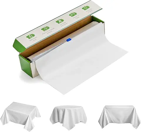 GARDEN V PRO Mantel Compostable y Biodegradable, Mantel Blanco Transparente, Cumple con las Normas ASTMD640, Certificado Vincotte OK, Ecológico, Reciclable, 1 Rollo, 54 x 1080 Pulgadas, Blanco  