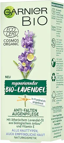 Garnier Cuidado de ojos Antiarrugas, con Lavanda Regeneradora y con Vitamina E para Proteger Contra los Radicales Libres, Fórmula Vegana, Cosmética Natural Eficiente, Garnier Bio, 1 x 15 ml  