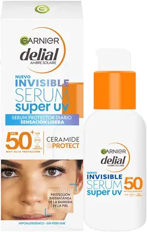 Garnier Delial Serum Invisible Super UV SPF50 Protector Diario Sensación Ligera, 30 ml  