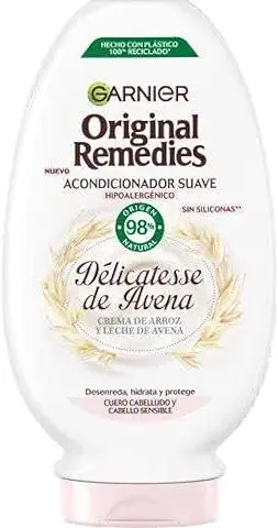 Garnier Original Remedies Delicatesse de Avena Acondicionador Suave Calmante, para Pelo Normal y Sensible, 250 ml (Paquete de 1)  