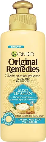 Garnier Original Remedies Elixir de Argán Aceite en Crema Protector sin Aclarado sin Silicona para un pelo muy seco y sin Brillo - 200 ml  