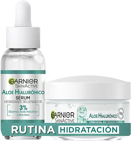 Garnier Pack Aloe Hialurónico, Serum Hidratante Rellenador con Ácido Hialurónico y Aloe Vera + Crema Día Jelly Hidratante 30ML + 50 ML  