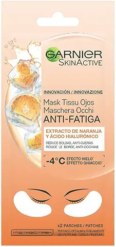 Garnier Skin Active Mask Tissue Mascarilla De Tela Contorno De Ojos Anti-Fatiga Y Anti-Ojeras Con Ácido Hialurónico Y Extracto De Naranja.  