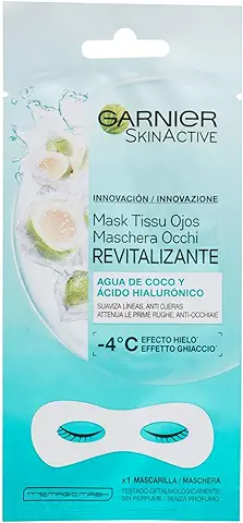 GARNIER SkinActive Mascarilla de Tela Contorno de Ojos Revitalizante y Anti-Ojeras con Ácido Hialurónico y Agua de Coco  