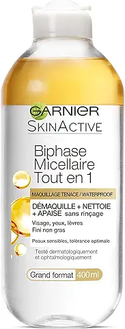 Garnier - SkinActive - Solution Micellaire Biphase Tout en Un - Tous Types de Peaux Même Sensibles - Format 400 ml  