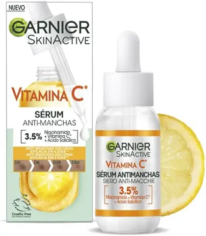 GARNIER Sérum Antimanchas con 3,5% Vitamina C, Niacinamida y Ácido Salicílico. En 6 Días Reduce las Manchas. Eficacia Aprobada por Laboratorios. Vegano, Aprobado por Cruelty Free International  