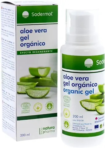 Gel Crema Aloe vera puro 100% Bio Ecológico Hidratante Natural para piel Irritada por el Depilado y Afeitado/Quemaduras Solares y Picadura de Insectos. Uso Facial (cara) y Corporal (500ml) (200 ML)  