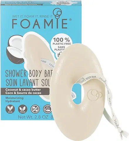 Gel de Ducha 2 en 1 Solido Foamie para Pieles seca con Extracto de Cacao y Aceite de coco Hidratante para la piel 100% Vegano y sin Plástico 80 g  