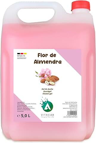 Gel de Ducha en Garrafa de 5L | Shower Gel Liquido Flor de Almendra en Formato Industrial 5 Litros | Especial para Hoteles y SPA | 5000 ml  