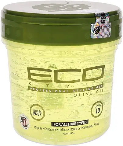 Gel para Peinar con Aceite de Oliva Ecostyle, Fijación Durante todo el Día, sin Alcohol, sin Parabenos, sin Sulfatos, sin Descamación, Antipicazón, 473 ml  