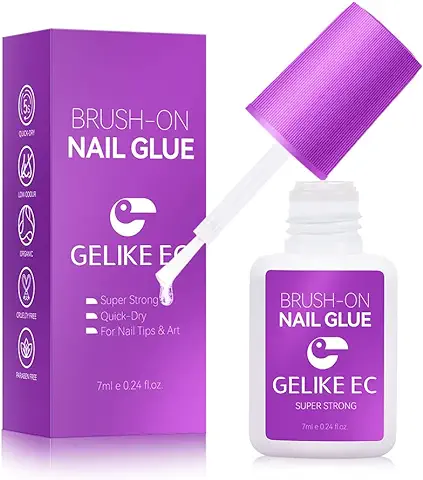 Gelike ec Adhesivo para Uñas para Puntas Pincel para Uñas Adhesivo Extra Fuerte Adhesivo Súper Pegajoso Adhesivo Duradero y de Secado Rápido Adecuado para Uñas Postizas Acrílicas Uñas Naturales  