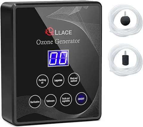 Generador de Ozono Doméstico con Temporizador Digital, para Desinfectar Alimentos, Purificar el Aire, Ozonizar y Esterilizar. Máquina de Ozono con 2 Tubos de Silicona y 2 Piedras Difusoras (Negro) Generador de Ozono Doméstico con Temporizador Digital, para Desinfectar Alimentos, Purificar el Aire, Ozonizar y Esterilizar. Máquina de Ozono con 2 Tubos de Silicona y 2 Piedras Difusoras (Negro)