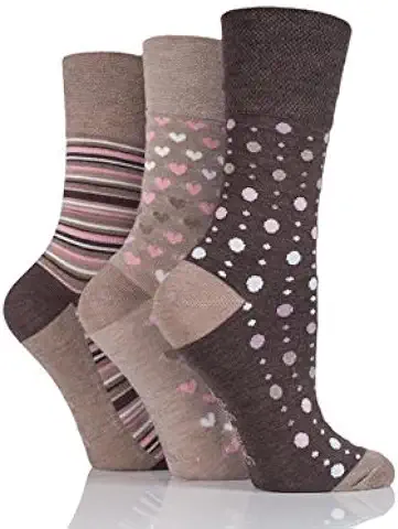 Gentle Grip SOCKSHOP - Calcetines de Bambú Suaves y Transpirables para Mujer, Diseño a Rayas, Paquete Múltiple de 3  