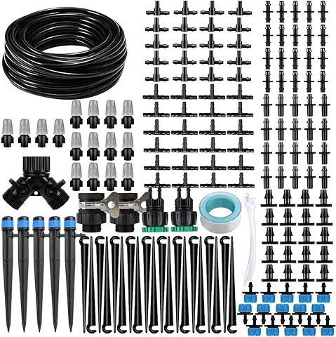 GFFG Kit de Riego, 178 Unidades, Sistema de Riego DIY de 40 m, Sistema de Riego Automático para Jardín, Riego por Goteo, Riego por Gotas, Riego de Jardín para Jardín, cama de Flores Plantas de Terraza  