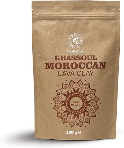 Ghassoul Arcilla en Polvo - 250g - Polvo de Arcilla de Lava Marroquí Rhassoul - Puro y Natural - Arcilla Limpiadora para Cara y Pelo - Polvo de Arcilla para Lavado del Cabello sin Químicos  