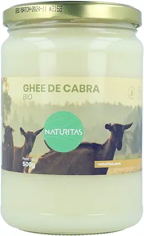 Ghee de Cabra Bio Naturitas Essentials 500 g | Mantequilla Clarificada de Cabra Orgánica 100% | Favorece la Digestión | Antioxidante | Sin Gluten | Sin Lactosa  