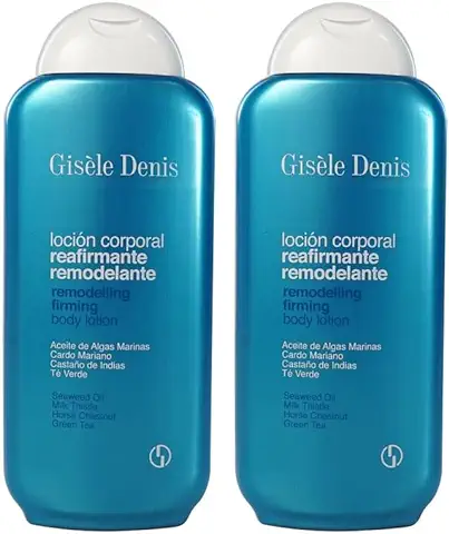 GISÈLE DENIS - Loción Corporal Reafirmante Remodelante, 2x400 ml, Crema de Cuerpo, con Aceite de Algas Marinas y Complejo Vegetal, Mejora Elasticidad y Tersura, Piel Firme y Suave  