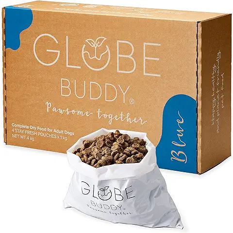 Globe Buddy Blue con Mucho Salmón Fresco - Alimento Sostenible para Perros, sin Cereales, Alta Aceptación y Digestibilidad - Embalaje Ecológico  