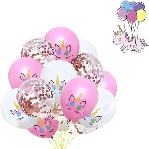 Globos de Unicornio, Globos de Fiesta, Látex Helio Globo, Confeti, Para Niños Niñas Celebración de Party Decoraciones Cumpleaños Boda Bebé Bautizo Día de San(12 '')(Rosa Roja)  