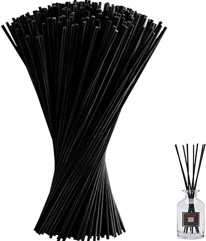 GNAUMORE Varillas Difusoras de Láminas,Ambientador Varillas,Difusores de Fibras Naturales,Repuestos de Difusor de Difusores de Vidrio Difusor,Negro,(3mm x 23cm 60 Piezas)  