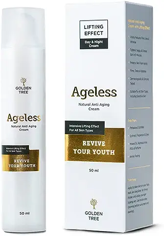 Golden Tree Ageless Crema Facial Antiarrugas, Antiedad, para el Cuidado de la Piel, Aumenta el Colágeno y la Elastina, Mejora el Volumen Cutáneo y la Rejuvenece, Suaviza las Arrugas  