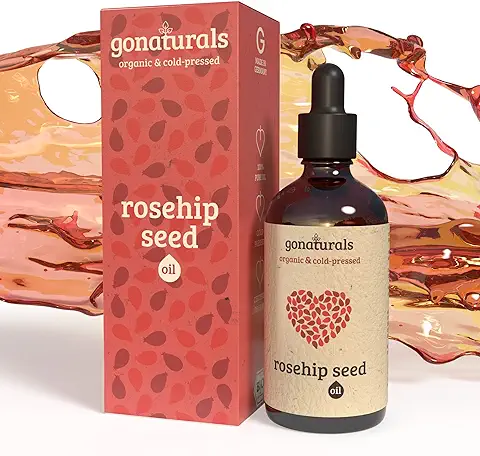 GoNaturals Aceite de Rosa Mosqueta para Cicatrices sin Refinar, 100ml - 100% Organico, Vegano y Prensado en Frio - Aceite Rosa Mosqueta Puro Cicatrices y Estrias sin Fragancias Añadidas  