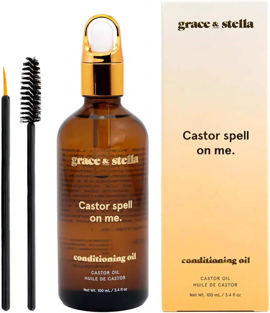 Grace and Stella Aceite de Ricino Orgánico (100 ml) - Aceite de Ricino para Pestañas Prensado en Frío - Sérum Pestañas Crecimiento - Castor Oil Crece Pestañas y Cejas  