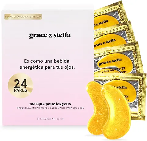 Grace and Stella Parches Ojos Bolsas y Ojeras para Reducir Ojeras, Bolsas, Arrugas - Parches Ojos de Gel, Cuidado Personal Vegano No Testado en Animales [24 Pares, Oro]  